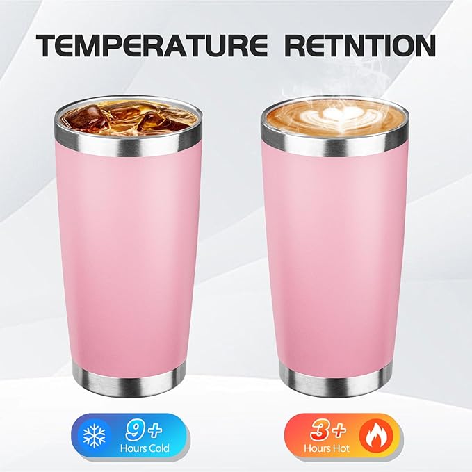StarSpeed 20oz Tumbler Bulk with Lid, Stainless Steel Insulated Tumblers Double Wall Vacuum Insulated Travel Mug, Powder Coated Coffee Cups for Hot and Cold Drinks(Lght Pink,1)