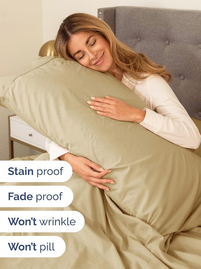 Extra Deep Twin XL Sheet Set - 4 Piece Breathable & Cooling Sheets - Hotel Luxury Bed Sheets Set - Easy & Secure Fit - Soft, Wrinkle Free & Comfy Sheets Set - Beige Sheet Set with Extra Deep Pockets