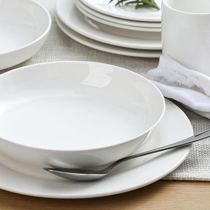 Y YHY Pasta Bowls for Small Portions, 22 Ounce Salad White Bowl Plates Set of 6, Porcelain Dishes for Serving Dinner - Dinnerware Sets Microwave Dishwasher Safe Thanksgiving Day Gift