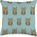 Cute Scandinavian Animals Designs Scandinavian Cat Boho Pattern Throw Pillow, 16x16, Multicolor