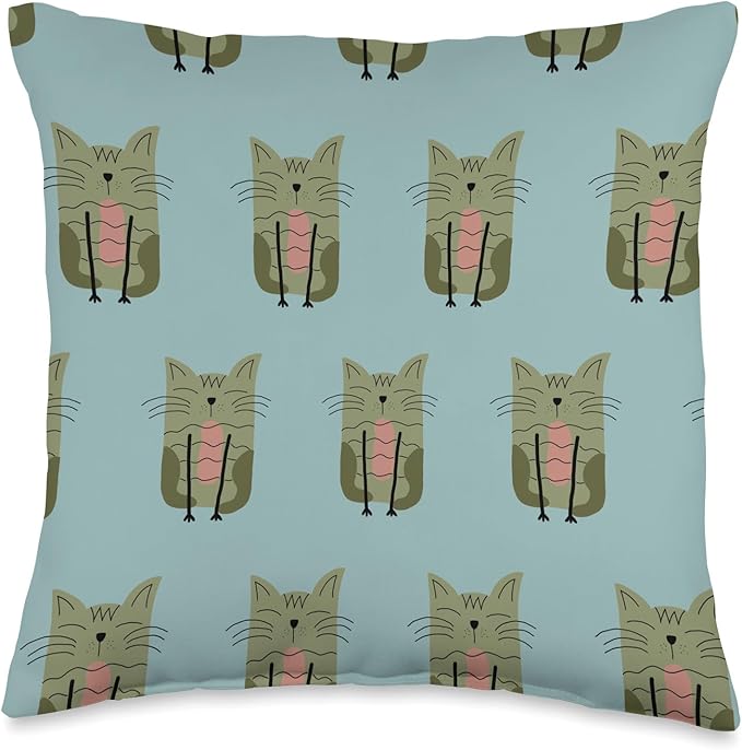Cute Scandinavian Animals Designs Scandinavian Cat Boho Pattern Throw Pillow, 16x16, Multicolor