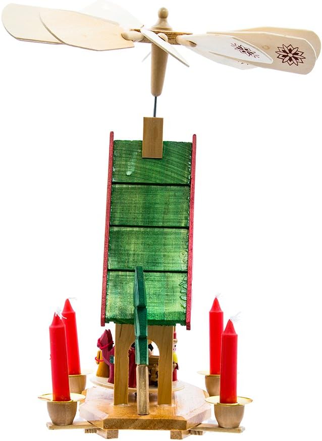Kurt Adler Wood Alpine House Carousel with Candles, 12-Inch