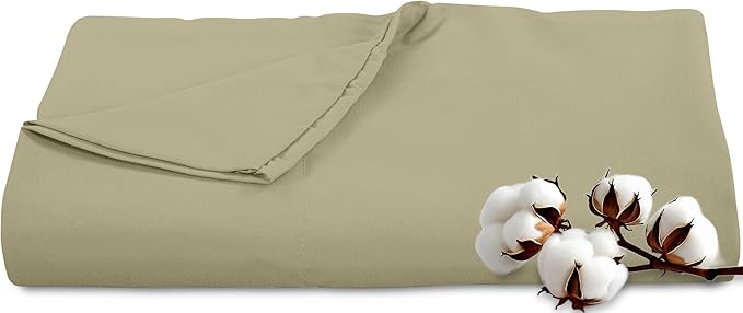 Royale Linens 300 Thread Count 100% Long Staple Combed Cotton Flat Sheet - Super Soft - Top Sheets - Twin Flat Sheet Sold Separately - Breathable, Cool & Crisp Percale Sheets Only (Twin, Sage Green)