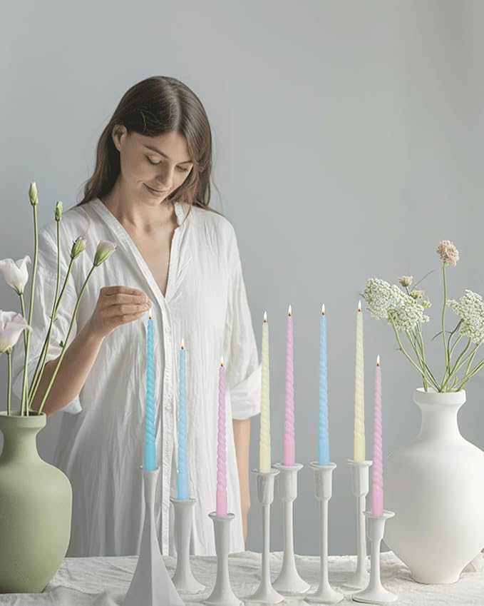 Pink Taper Candles 12 inch Pink Candlesticks Long Tall Tapered Candle for Wedding Advent Home Decor Dinner Christmas，Set of 12，Pink Purple Gradient