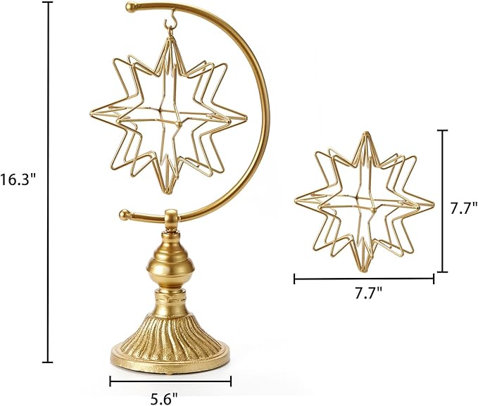 5.6" W x 16.3" H Metal Geometric Abstract Sculpture on Cast Iron Base,Metal Geometric Sculpture Decor Sphere, Tabletop,Living Room,Study,Bedroom,Home Decor