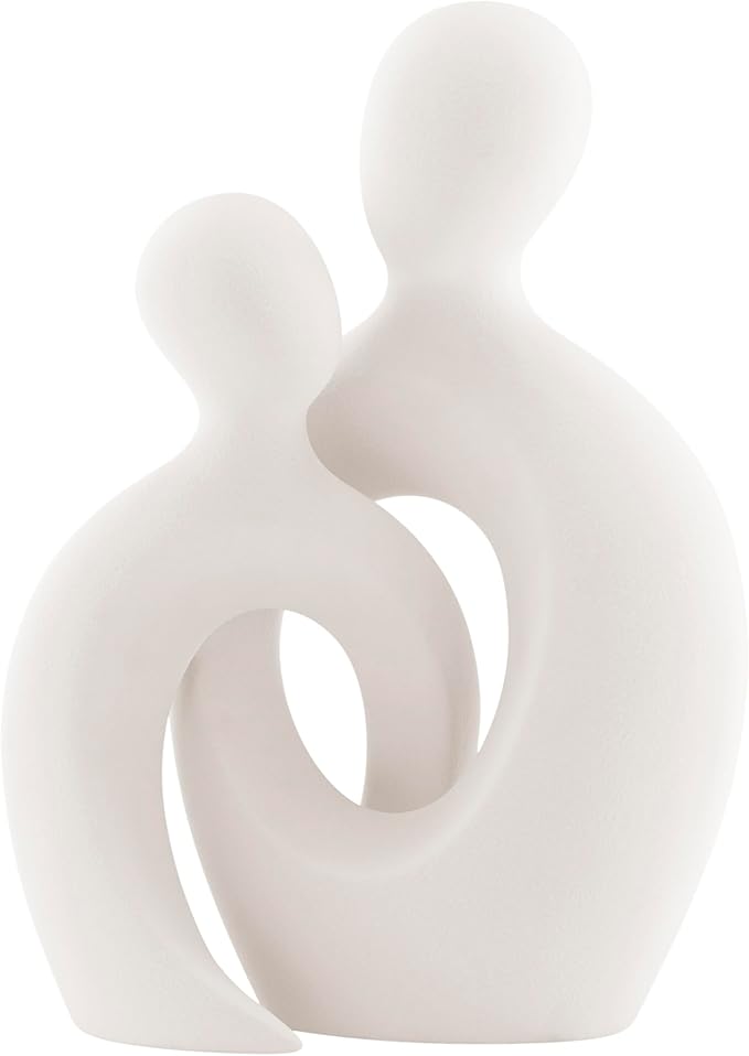 Danya B. Hans Cream Abstract Intersecting Circle Tender Couple Decorative Accent Matte Ceramic Sculpture Figure