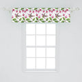 Lunarable Hummingbird Window Valance Pack of 2, Retro Arrangement Exotic Animal Pattern Needlework Inspired Illustration, Rod Pocket Curtain Valances for Kitchen Bedroom, 54" X 12", Pink Green