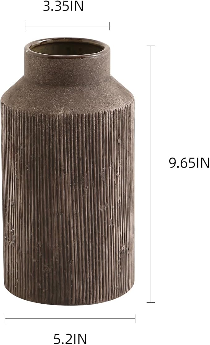 Rustic Vases for Home Decor. Ceramic Vase for Dining Table Decor. Terracotta Decorative Vase 9.7IN. ZSHLXM