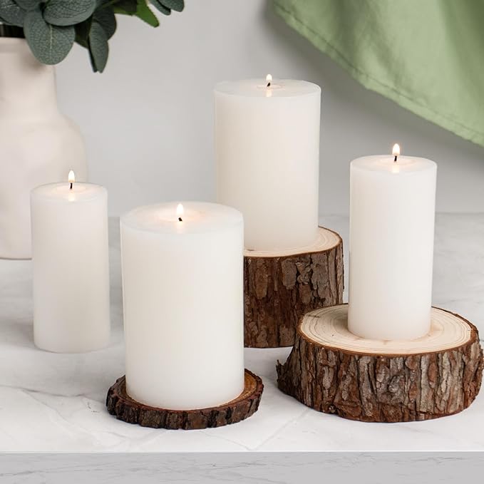 KONNI White Pillar Candles Set of 10, 2"x 4" Unscented Pillar Candles Bulk, 20 Hours Long Burning Candles, Smokeless&Dripless Large Round Candle for Wedding, Home Decoration, Parties, Spas, Dinner