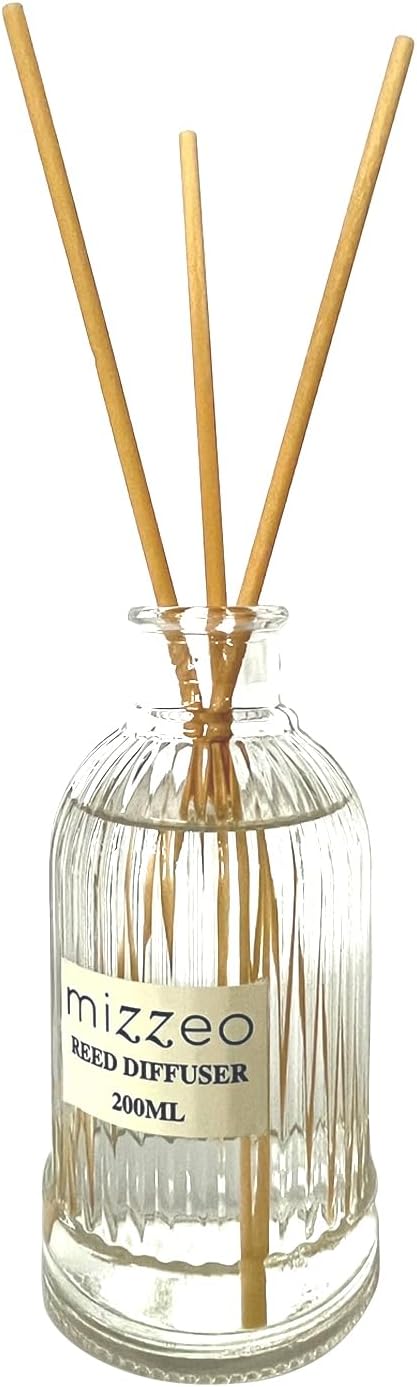 MIZZEO Reed Diffuser Set, Natural Wood 6.76 fl oz Highly Scented Room Diffuser Home Fragrance Essential Oil Reed Flower Diffuser, House Bedroom Office Decor & Gifts