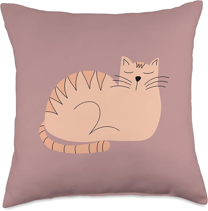 Cute Scandinavian Animals Designs Scandinavian Mom Boho Cat Throw Pillow, 18x18, Multicolor