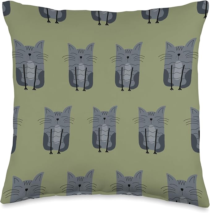 Cute Scandinavian Animals Designs Scandinavian Cat Boho Pattern Throw Pillow, 16x16, Multicolor