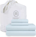 Threadmill Cotton Queen Sheet Set | 100% Cotton Sheets for Queen Size Bed | Solid Sateen Queen Bed Sheets Set with 16” Deep Pocket | Soft Breathable 4-Piece Cooling Bedding Sheet Set | Light Blue