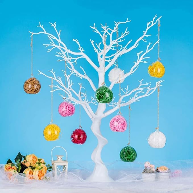 Sziqiqi Hanging Glass Globes Orbs Tea Light Candle Holders fillable with Trinkets for Wedding Ornaments, Wedding Birthday Christmas Party Centerpiece Accessory 2.36inch 30pcs +6 Extra
