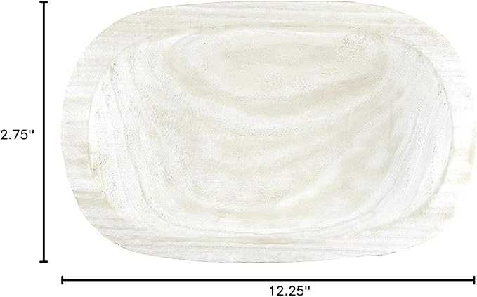 Santa Barbara Design Studio Table Sugar Paulownia Wood Bowl, 12.25-Inch Diameter, White