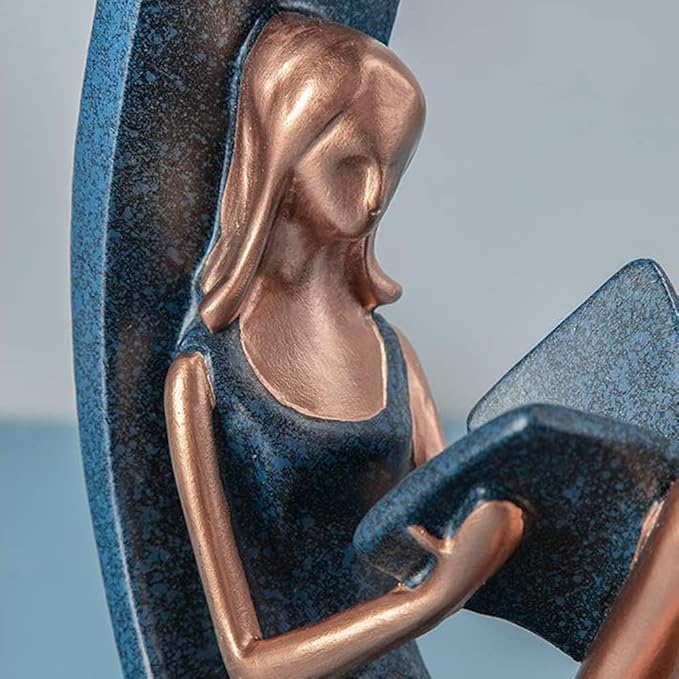 H&W 2PCS 11''H Girl Statues,Resin Abstract Sculptures,Reading Girl Statue Ornaments,Yoga Girl Collectible Figurines for Home Office Living Room Table Bookshelf Desk Housewarming Décor
