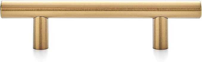 Ravinte 3 Pack 5 Inch Cabinet Pulls Brushed Brass Stainless Steel Kitchen Drawer Pulls Cabinet Handles 5”Length, 3” Hole Center