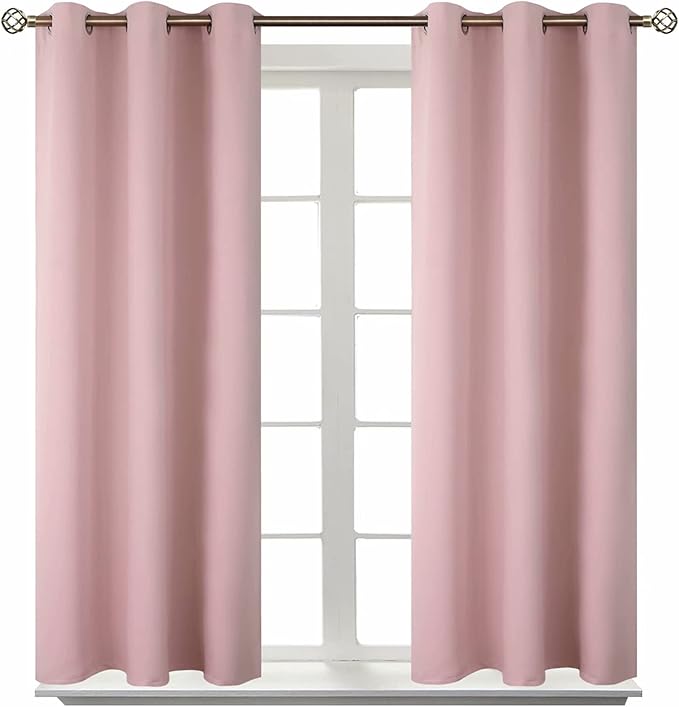 BGment Room Darkening Curtains 45 Inches Long - Grommet Thermal Insulated Drapes Window Treatment Curtains for Bedroom, 2 Panels, 38 x 45 Inch, Baby Pink