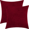 Santa Red Chenille Decorative Couch Throw Pillow Covers, Soft Cushion Cases for Home Livingroom Sofa Décor, Pack of 2, 14 x 14 Inches