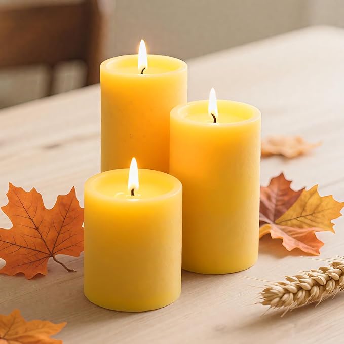 Beeswax Pillar Candles, 2 Pack Large 3"x6" Unscented Candles, Mothers Day Gifts, 240 Hours Long Burning Emergency Candle, Pure Bees Wax Candles for Home, Candle for Birthday Christmas