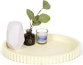 Oval Tray for Coffee Table Decor, 13" Concrete Coffee Table Trays, Table Centerpieces Decorative Tray for Home Decor, Modern Decorative Centerpiece Trays, Cream Yellow