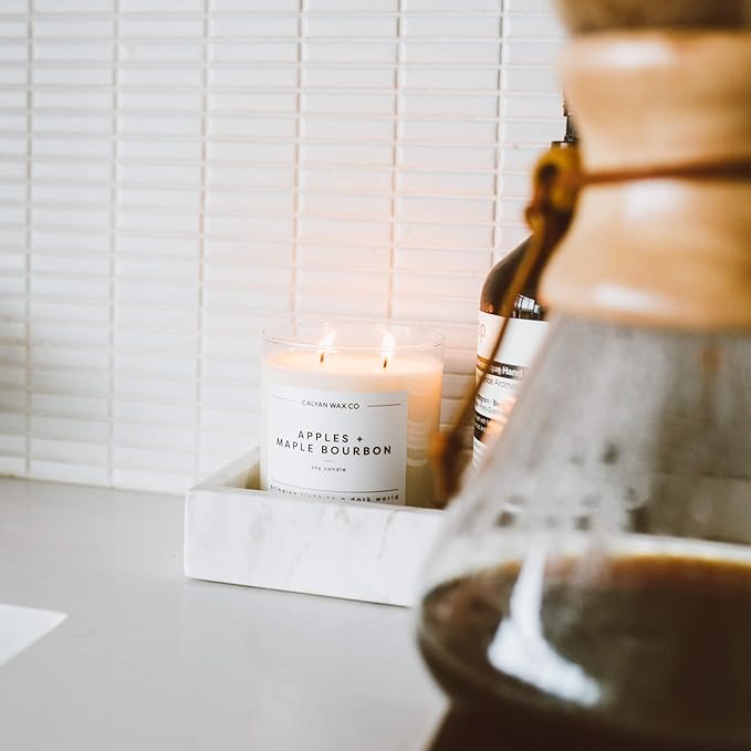 Calyan Wax Co. 2 Wick Candle, Apples + Maple Bourbon Scented Candle, 37 Hour Burn Time, Aromatherapy Soy Candles, Non Toxic & Vegan Soy Wax, Glass Tumbler Scented Candles, 8.8oz