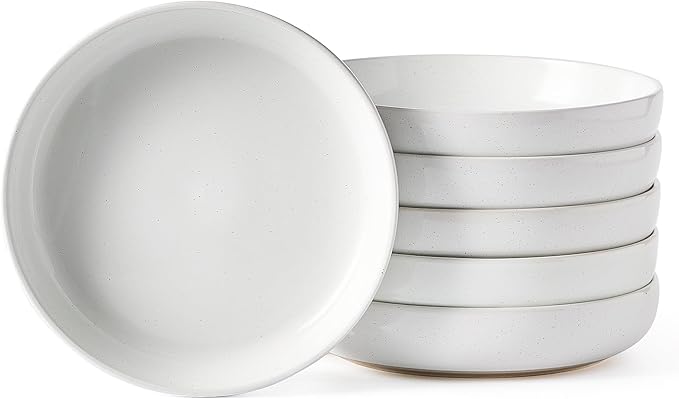 famiware Milkyway 33 oz Bowl Set, Pasta Bowls Set of 6, Salad Bowls Perfect for Your Friend for Housewarming, Thanksgiving, Christmas, White