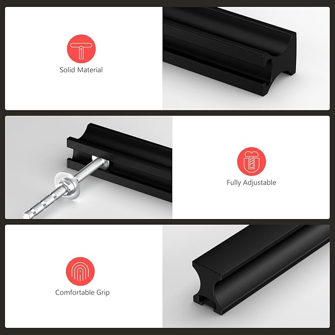 homdiy 10 Pack Adjustable Black Cabinet Pulls 2" to 8.8" (51-224mm) Adjustable Hole Distance Drawer Pulls
