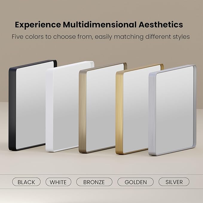 Black Bathroom Mirror 72X40 Inch, Black Metal Framed Mirror for Wall, Rounded Rectangle Matte Bathroom Vanity Mirror with Tempered Glass, Anti-Rust, Horizontal/Vertical