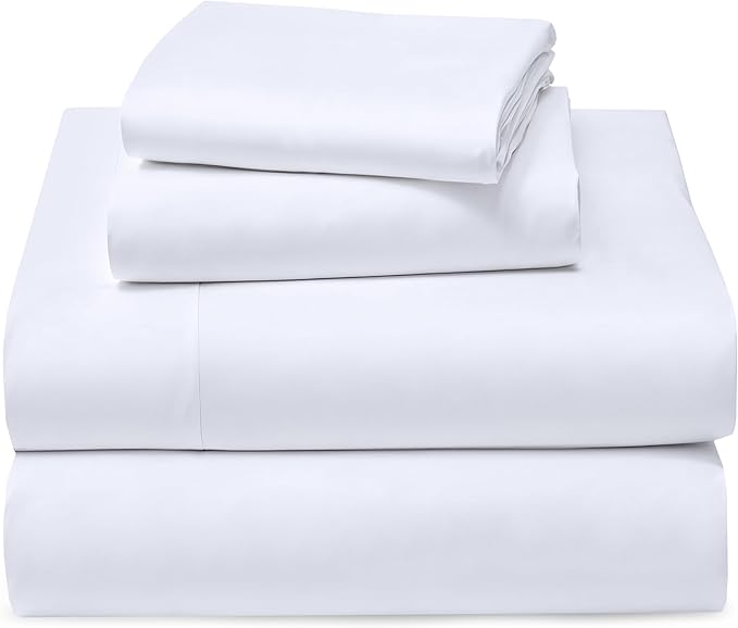 RUVANTI 100% Cotton Full Size Bed Sheets, 4 Pieces, Soft & Breathable Percale Weave Bedding, Deep Pocket 16", Hotel Standard, Crisp Cool Feel, Durable, Perfect Sheet Set Dyed, Milky White