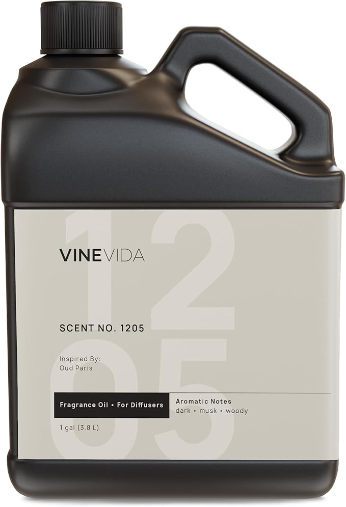 VINEVIDA [128 Fl Oz] Scent NO. 1205 Fragrance Oil for Cold Air Diffusers, Aromatic Notes of Dark Musk Oud Wood, Essential Oils for Diffuser Oil Refill & Air Freshener Room Spray
