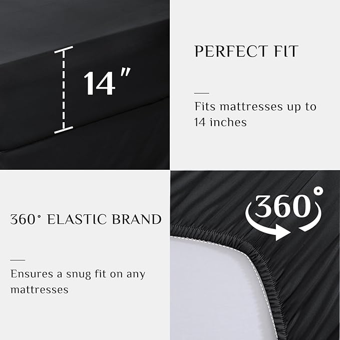 JOLLYVOGUE Queen Comforter Set 7 Pieces, Black Bed in a Bag Comforter Set for Bedroom, Bedding Comforter Sets with Comforter, Sheets,Ruffled Shams & Pillowcases
