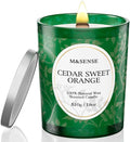 M&SENSE Cedarwood Orange Christmas Candle, Cracking Wooden Wick Soy Wax, 18oz 100 Hours Long Lasting Clean Burn, Large Fall Candles for Home Scented, Winter Holiday Aromatherapy Gifts for Women