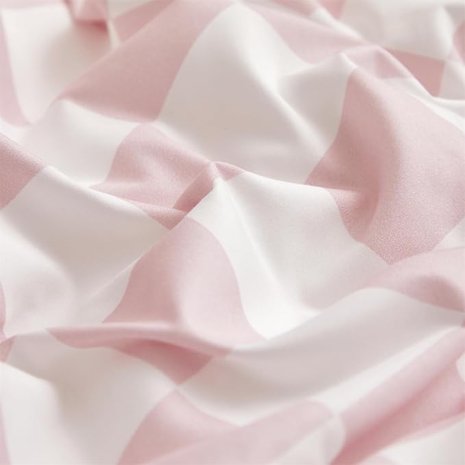 KAREVER Pink White Grid Comforter Set Twin Pink Plaid Bedding Set Girls Blush White Checkered Bed Blanket Set Kids Breathable Durable Bedding Comforter Set