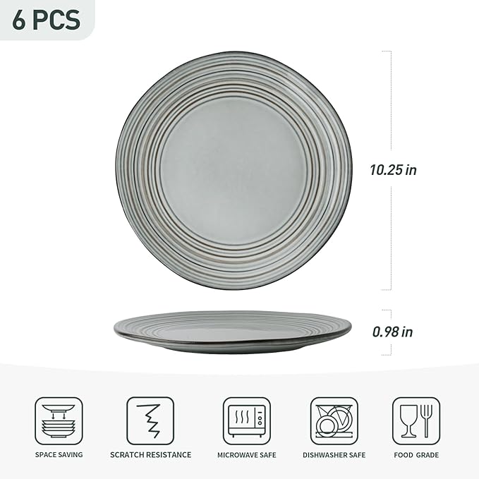 famiware Dinner Plates, 8 Inch Small Plate Set for 6, Dessert Appetizer Speckled Hand-made Ceramic Salad Plates, Microwave & Dishwasher Safe, Scratch Resistant, Twilight Series, Ashy Blue