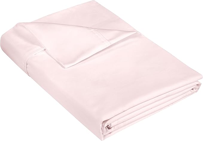 400 Thread Count 100% American Grown Cotton Pink Flat Sheet Only - Cooling Sheets - Luxury Sateen Weave - Full Size Flat Sheet Sold Separately - Super Soft Cotton Top Sheets (Full, Kyoto Blush)
