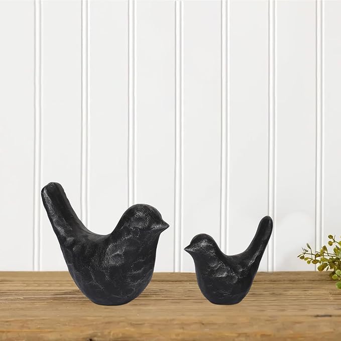 Elegant Cast Iron Bird Statue with Vintage Brass Coating – Gold Bird Figurine for Home Desk, Living Room, Bedroom, Office – Charming Decorative Ornament