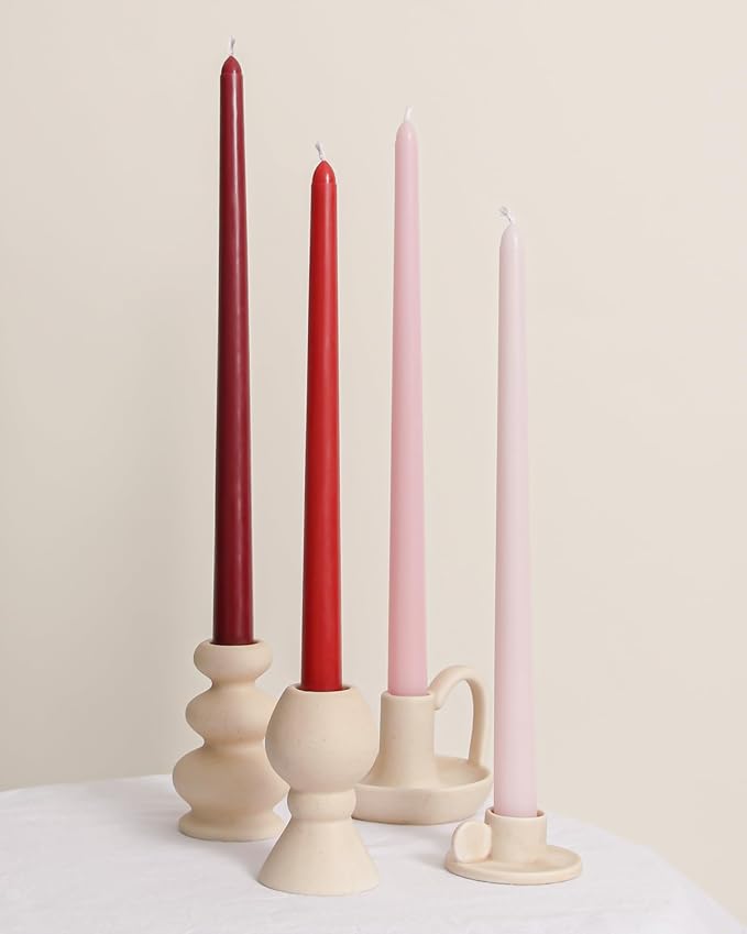 Viyffo Taper Candles 12 Inch 20 Pack Red, 9 Hour Burn Unscented Dripless & Smokeless Candlesticks for Wedding, Dinner, Holiday Gift & Home Decor
