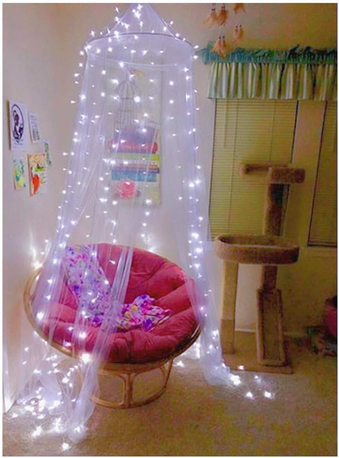 Eimilaly Bed Canopy Mosquito Net, Bed Canopy for Girls Room Decor - Insect Protection Hanging Canopy for Adults, Babies, Outdoor Camping, Purple/No Opening