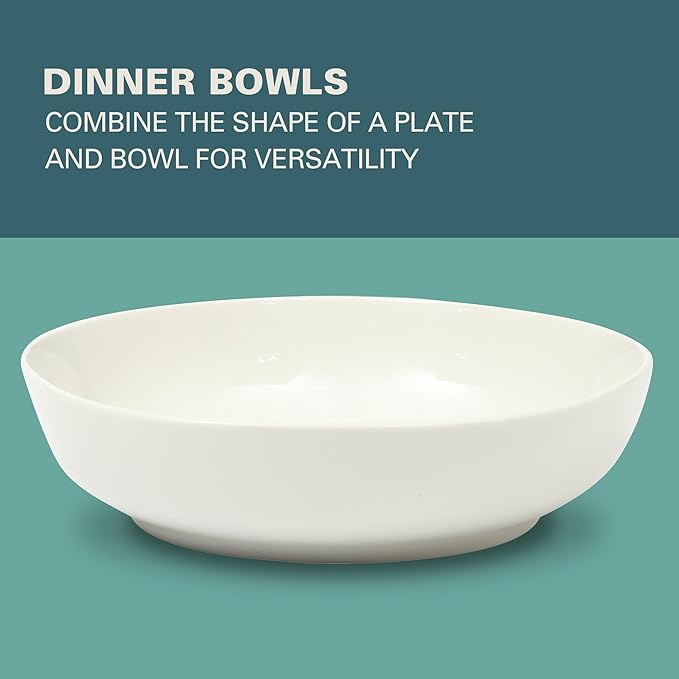 Gibson Home Lindendale 16 Piece Porcelain Ceramic Plates and Bowls Dishes Scratch and Chip Resistant Service for 4 Dinnerware Set - White