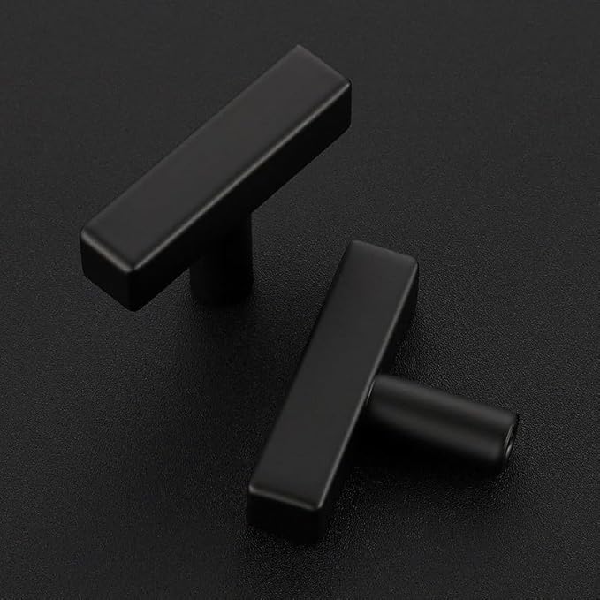 1 Pack Black Cabinet Knobs - Sqaure Bar Cabinet Pulls Matte Black Knobs for Kitchen Drawer Stainless Steel Dresser Pulls for Kitchen Hardware 2in Length Single Hole