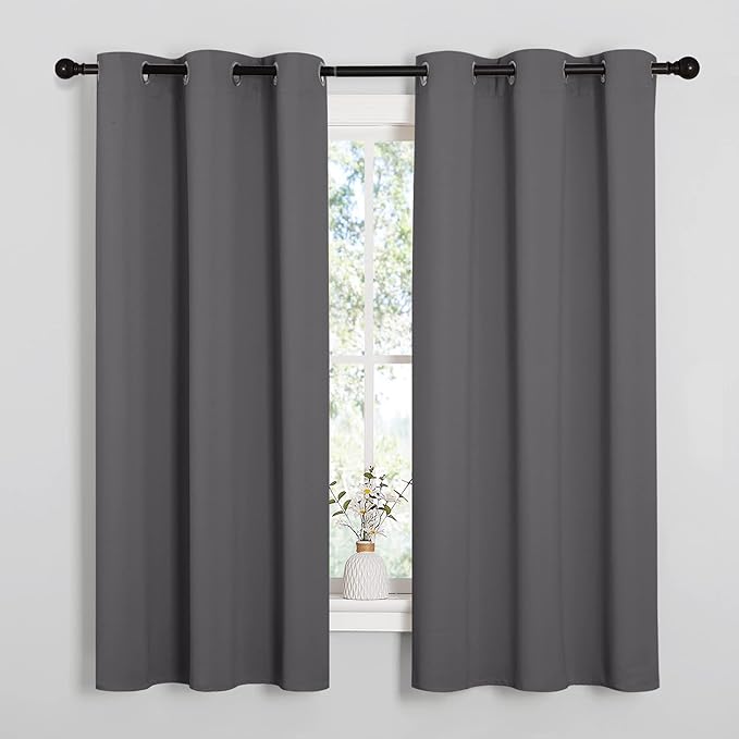 NICETOWN Thermal Insulated Grommet Blackout Curtains for Bedroom (2 Panels, W42 x L63 -Inch, Grey)