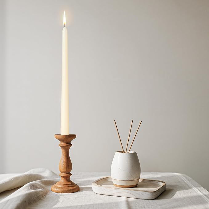 Viyffo Taper Candles 12 Inch – 12 Pack Ivory, Dripless, Unscented, Smokeless – 8 Hour Burn – Tall Candlesticks for Wedding, Dinner, Holiday, Party, Home Decor