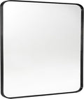 Black Metal Framed Bathroom Mirror for Wall, Brushed Matte Black Rounded Corner Rectangular Bathroom Vanity Mirror, Anti-Rust, Tempered Glass (30" x 36", Black)