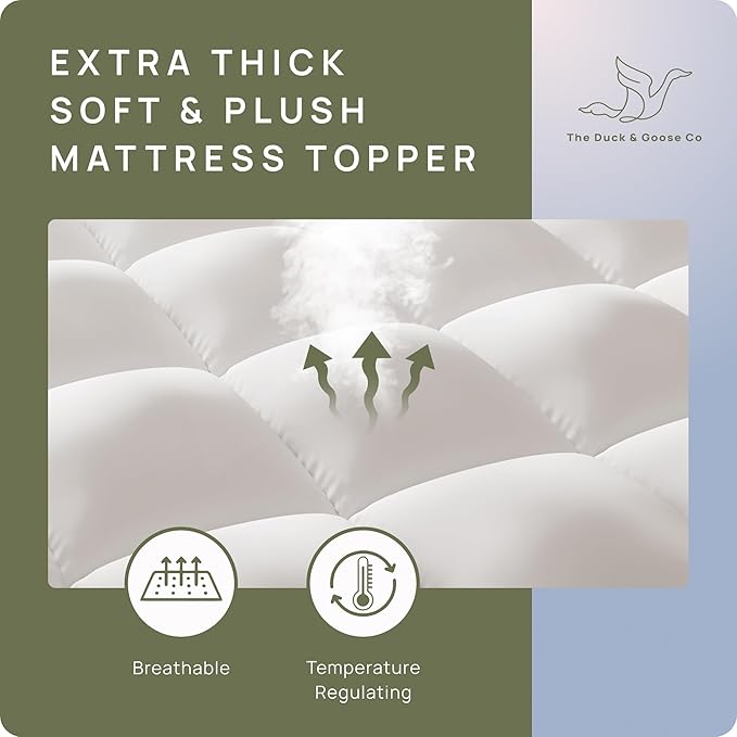 Extra Thick Fitted Mattress Topper - King Size | Soft & Cooling Pillow Top Mattress Pad & Protector | Bed Topper for Back Pain, Straps Stretch 6" to 22" Deep
