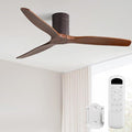 Sofucor 52 Inch Ceiling Fan No Light, Solid Wood Indoor/Outdoor Ceiling Fans Without Lights, Reversible DC Motor, 6 Speed, Flush Mount Ceiling Fans for Bedroom Living Room Farmhouse Patio