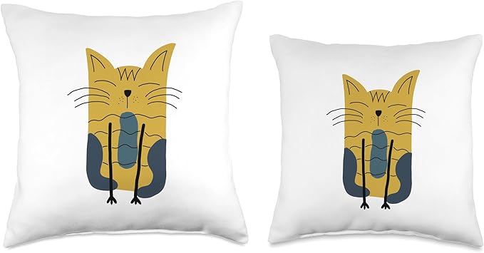 Cute Scandinavian Animals Designs Mom Scandinavian Lover Boho Cats Throw Pillow, 16x16, Multicolor