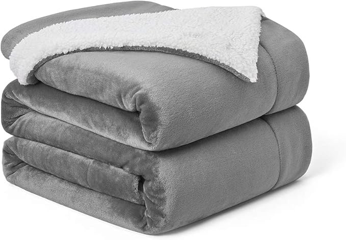 Walensee Sherpa Fleece Blanket (King Size 108”x90” Grey) Plush Throw, Gray Fuzzy Super Soft Reversible Microfiber Flannel Blankets for Couch, Bed, Sofa Ultra Luxurious Warm and Cozy for All Seasons