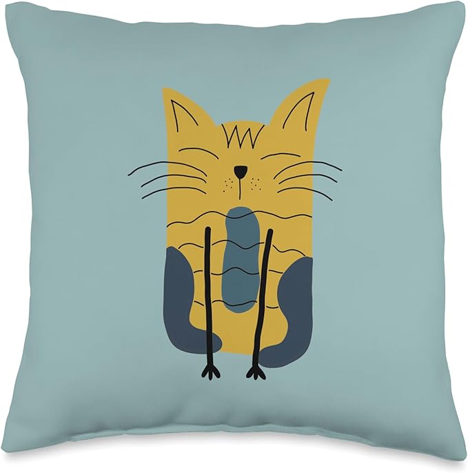 Cute Scandinavian Animals Designs Mom Scandinavian Lover Boho Cats Throw Pillow, 16x16, Multicolor
