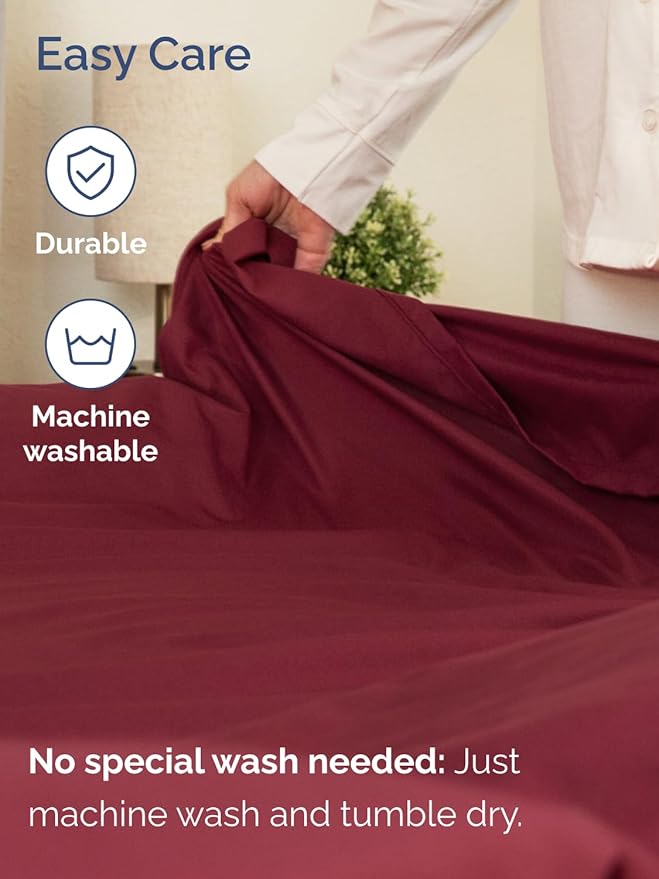 Extra Deep Twin Sheet Set - 4 Piece Breathable & Cooling Sheets - Hotel Luxury Bed Sheets Set - Easy & Secure Fit - Soft, Wrinkle Free & Comfy Sheets Set - Burgundy Sheet Set with Extra Deep Pockets